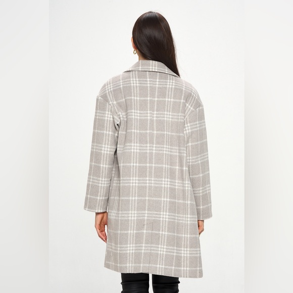Plaid Mid Length Coat - Picture 3 of 6